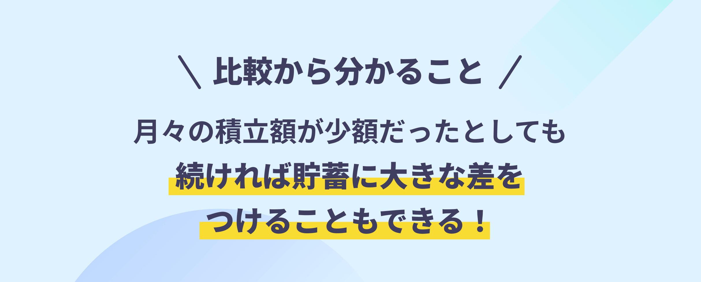 比較から分かること 月々の積立額が少額だったとしても続ければ貯蓄に大きな差をつけることもできる!